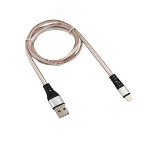 Кабель USB-Lightning 2.4 A, 1 м, белая нейлоновая оплетка, 18-7056, 18-7056 REXANT