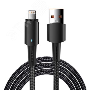 Кабель USB-A - Lightning для Apple, 2,4А, 1м, черный