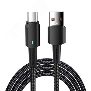 Изображение товара Кабель USB-A - Type-C, 6А, 66Вт, 1м, черный (шт)