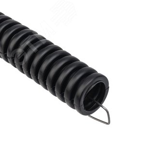 Труба гофрированная из ПНД, с зондом, черная, 16 мм (бухта 25 м/уп.), REXANT