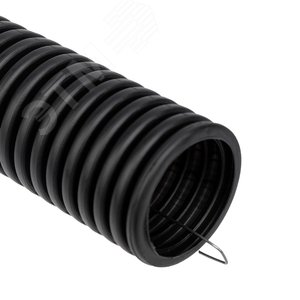 Труба гофрированная из ПНД, с зондом, черная, 40 мм (бухта 15 м/уп.), REXANT