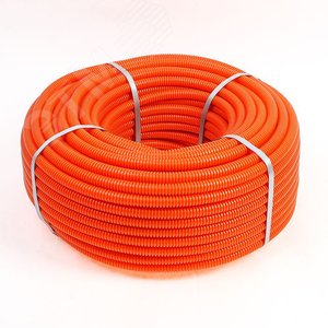 Изображение товара Труба гофрированная из ПНД с зондом 40 мм, оранжевая (15 м/уп.), REXANT (м)