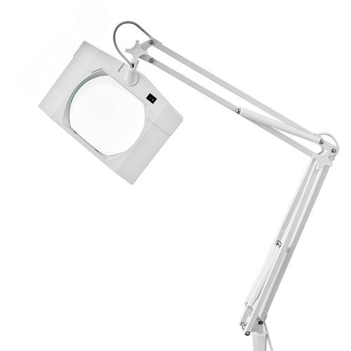 Изображение товара Лупа на струбцине, квадрат 3D подсветка, белая (шт)