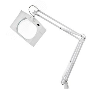 Изображение товара Лупа на струбцине квадратная 5D с подсветкой 150х180мм белая (шт)