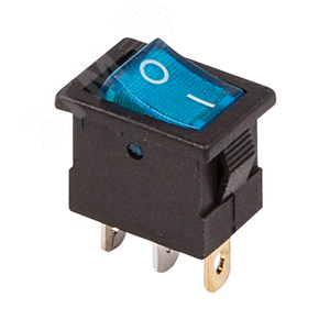 Изображение товара Выключатель клавишный 12V 15А (3c) ON-OFF синий с подсветкой Mini (шт)