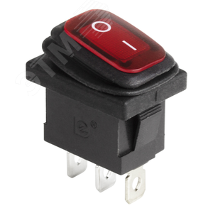 Изображение товара Выключатель клавишный 250V 6А (3с) ON-OFF красный с подсветкой Mini влагозащита (шт)