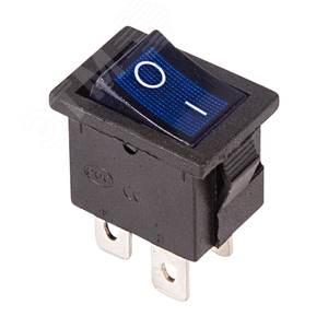 Изображение товара Выключатель клавишный 250V 6А (4с) ON-OFF синий с подсветкой Mini (шт)
