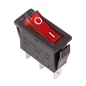 Выключатель клавишный 250V 15А (3с) ON-OFF красный с подсветкой