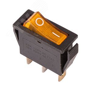 Выключатель клавишный 250V 15А (3с) ON-OFF желтый с подсветкой