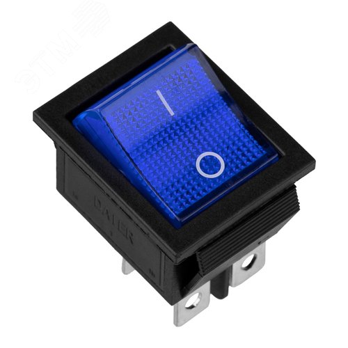 Изображение товара Выключатель клавишный 250V 16А (4с) ON-OFF синий с подсветкой (RWB-502, SC-767, IRS-201-1) Индивидуальная упаковка 1 шт (шт)