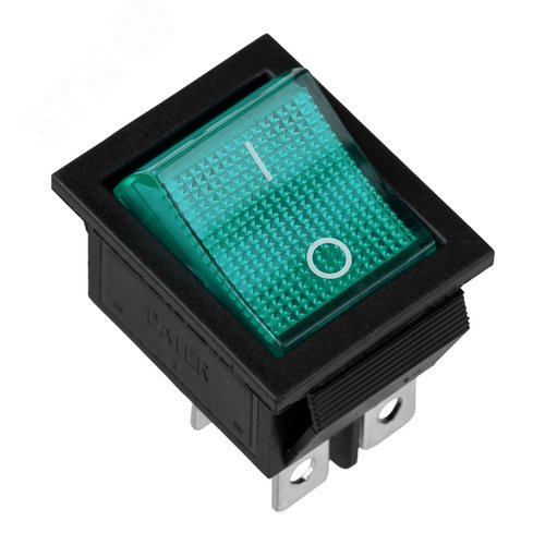 Изображение товара Выключатель клавишный 250V 16А (4с) ON-OFF зеленый с подсветкой (RWB-502, SC-767, IRS-201-1) Индивидуальная упаковка 1 шт (шт)