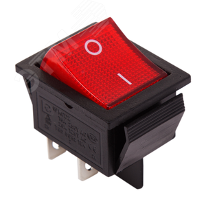 Выключатель клавишный 250V 20А (4с) ON-OFF красный с подсветкой