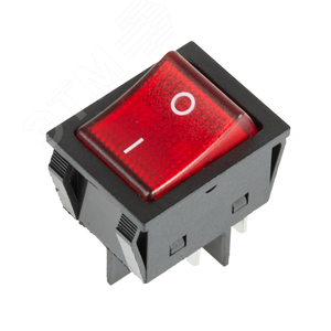 Выключатель клавишный 250V 25А (4с) ON-OFF красный с подсветкой