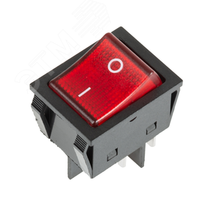 Выключатель клавишный 250V 30А (4с) ON-OFF красный с подсветкой