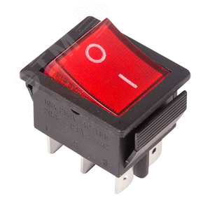 Выключатель клавишный 250V 15А (6с) ON-ON красный с подсветкой
