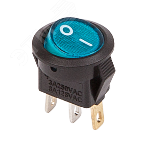 Выключатель клавишный круглый 250V 3А (3с) ON-OFF синий с подсветкой Micro
