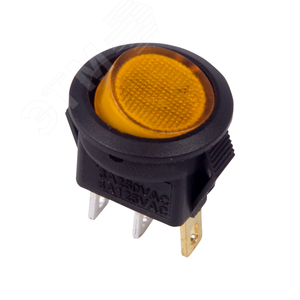 Выключатель клавишный круглый 250V 3А (3с) ON-OFF желтый с подсветкой Micro