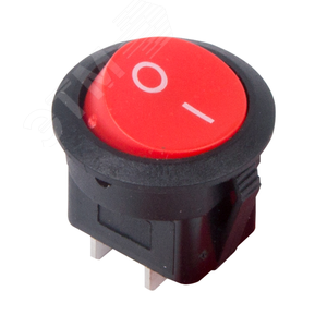 Выключатель клавишный круглый 250V 6А (2с) ON-OFF красный