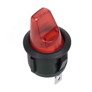 Изображение товара Выключатель клавишный круглый 12V 16А (3с) ON-OFF красный с подсветкой (шт)
