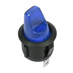 Выключатель клавишный круглый 12V 16А (3с) ON-OFF синий с подсветкой