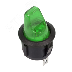 Выключатель клавишный круглый 12V 16А (3с) ON-OFF зеленый с подсветкой