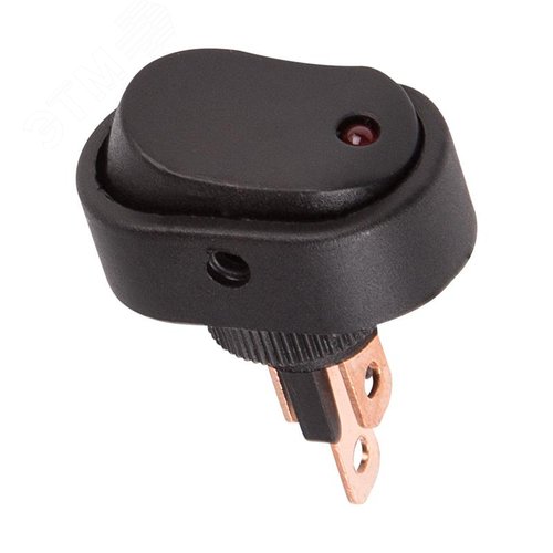 Изображение товара Выключатель клавишный 12V 20A (3c) ON-OFF черный ОВАЛ с красной LED подсветкой (шт)