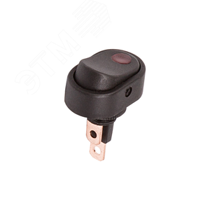Изображение товара Выключатель клавишный 12V 30А (3с) ON-OFF черный ОВАЛ с красной подсветкой (шт)
