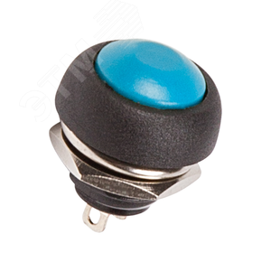 Выключатель-кнопка 250V 1А (2с) OFF-(ON) Б/Фикс синяя Micro