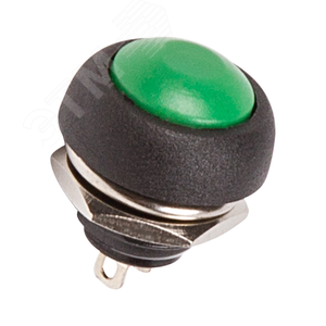 Выключатель-кнопка 250V 1А (2с) OFF-(ON) Б/Фикс зеленая Micro