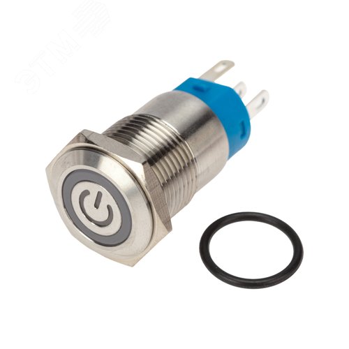 Изображение товара Кнопка антивандальная 16 250В Б/Фикс (5с) OFF-(ON) / ON-(OFF) плоская подсв/красная POWER (шт)