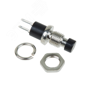 Изображение товара Выключатель-кнопка металл 220V 2А (2с) (ON)-OFF 7.2 черная Micro (шт)