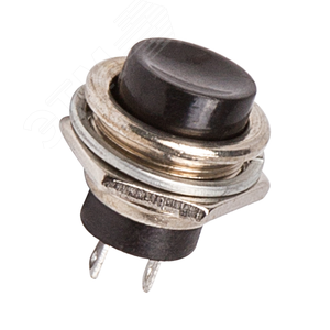 Изображение товара Выключатель-кнопка металл 250V 2А (2с) (ON)-OFF 16.2 черная (шт)