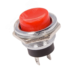 Выключатель-кнопка металл 250V 2А (2с) (ON)-OFF 16.2 красная