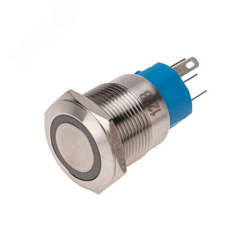 Изображение товара Кнопка антивандальная 19 12В Фикс (5c) ON-OFF/OFF-ON подсв/синяя (шт)