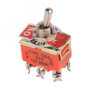 Изображение товара Тумблер 250V 15А (6c) ON-OFF-ON двухполюсный (KN-203) Индивидуальная упаковка 1 шт (шт)