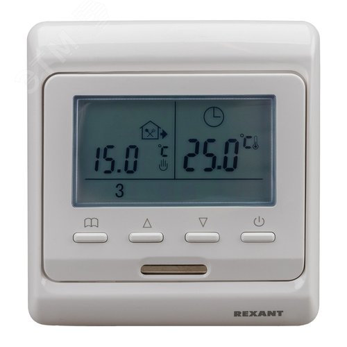 Изображение товара Терморегулятор для теплого пола R51XT программируемый, с датчиком пола, белый 16А 230В (шт)