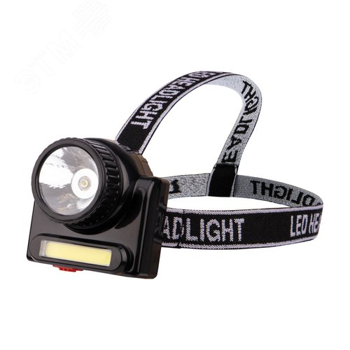 Изображение товара Фонарь налобный, 2 режима, поворотный, с евровилкой, зарядка от сети 220В (шт)