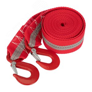 Изображение товара Трос буксировочный со светоотражающей лентой, 5 т, 4 м, с двумя крюками (шт)