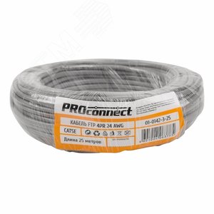 Кабель FTP PROconnect 4PR 24AWG CCA CAT5e PVC серый бухта 25 м 01-0142-3-25 REXANT - 3