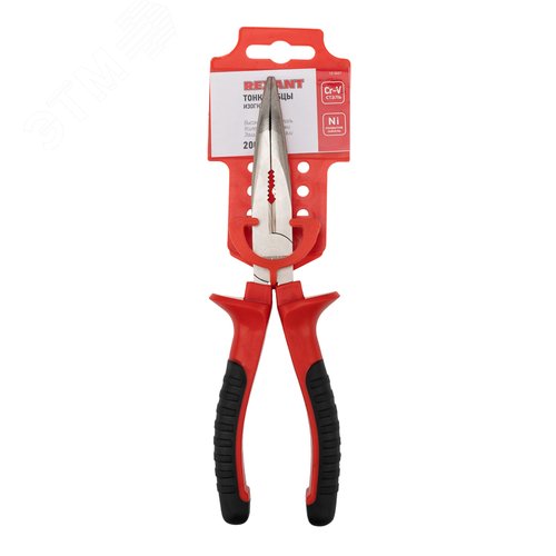 Изображение товара Тонкогубцы изогнутые 200 мм никелированные, двухкомпонентные рукоятки (шт)