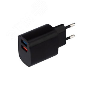 Изображение товара Устройство сетевое зарядное 2 x USB, 5V, 2.4 A, черное, (шт)