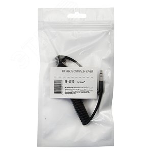 Аудио кабель AUX 3.5 мм шнур спираль 1M черный, 18-4010 REXANT - 2
