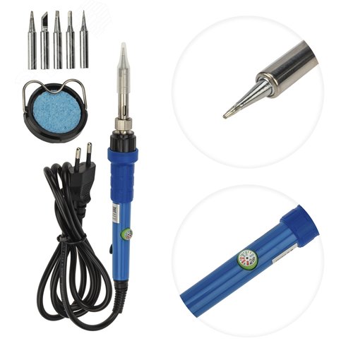 Изображение товара Паяльник, подставка, набор из 5 жал, керамика, 220-480, 220 В/60 Вт (шт)