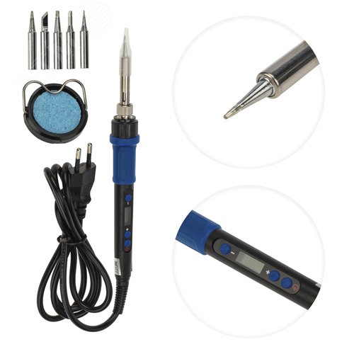 Изображение товара Паяльник, подставка, набор из 5 жал, цифровой, керамика, 200-500, 220 В/65 Вт (шт)