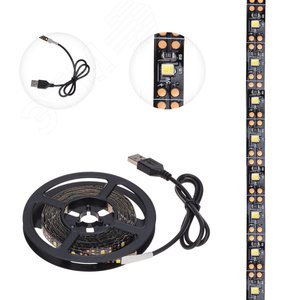 Лента LED с USB-коннектором 5 В IP23 SMD 2835 60 LED/м 3 м теплый белый (2700 K) LAMPER