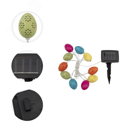 Изображение товара Каскад Lamper Эклектика 4 м LED с выносной солнечной панелью 2 м и аккумулятором, теплое белое свечение (шт)