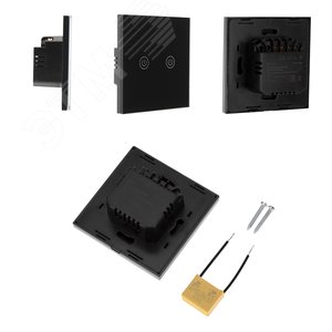 Изображение товара Выключатель двухкнопочный умный Wi-Fi, черный (шт)