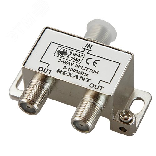 Изображение товара Делитель антенный F-типа на 2 TV, 5-1000 МГц, (шт)
