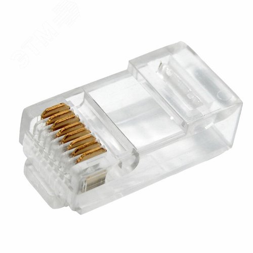 Изображение товара Разъем сетевой LAN на кабель. штекер 8Р8С (Rj-45) под обжим (2шт), (упак)