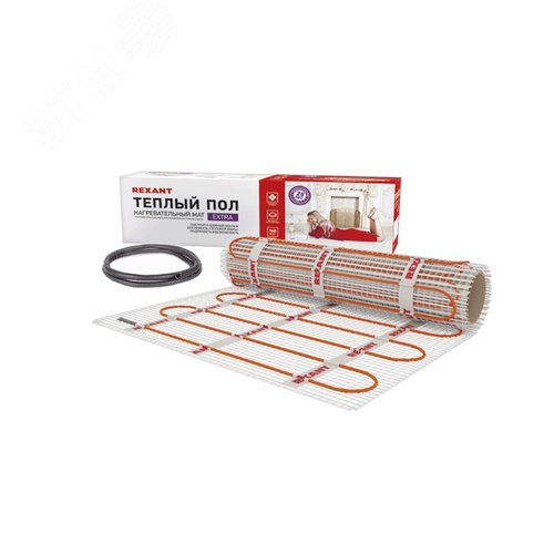 Изображение товара Теплый пол, нагревательный мат Extra, двухжильный, площадь 3.5 кв м, 0.5х7 м, 560 Вт, REXANT (шт)